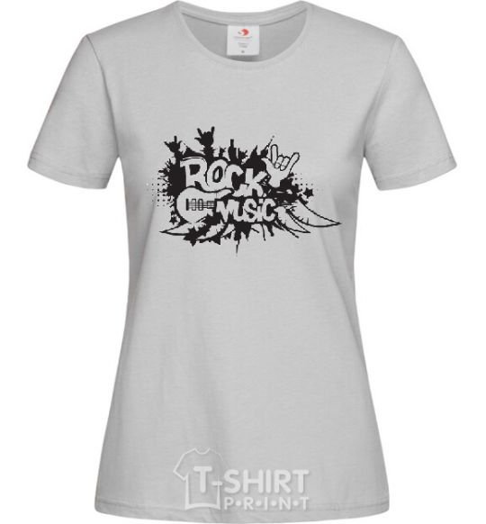 Women's T-shirt ROCK Music sign grey фото