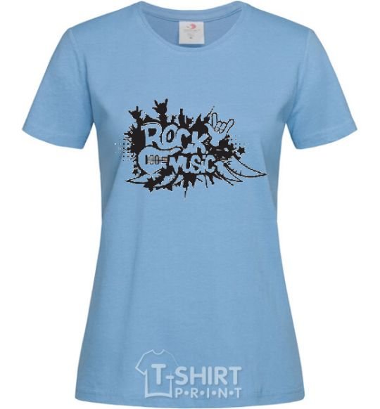 Women's T-shirt ROCK Music sign sky-blue фото