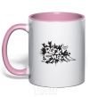 Mug with a colored handle ROCK Music sign light-pink фото