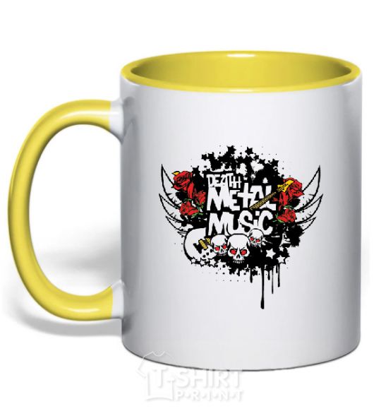 Mug with a colored handle METALROCK yellow фото