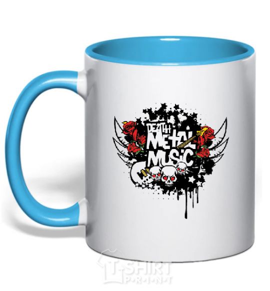 Mug with a colored handle METALROCK sky-blue фото