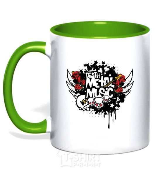 Mug with a colored handle METALROCK kelly-green фото