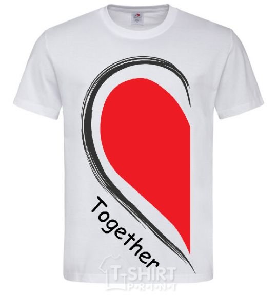 Men's T-Shirt TOGETHER 1/2 heart White фото