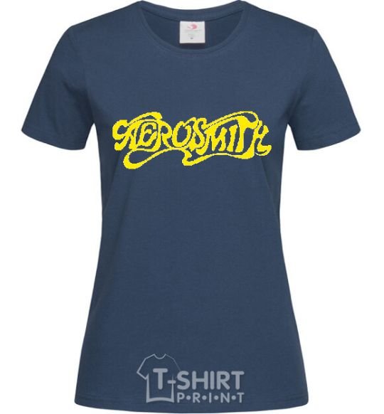 Women's T-shirt AEROSMITH YELLOW navy-blue фото