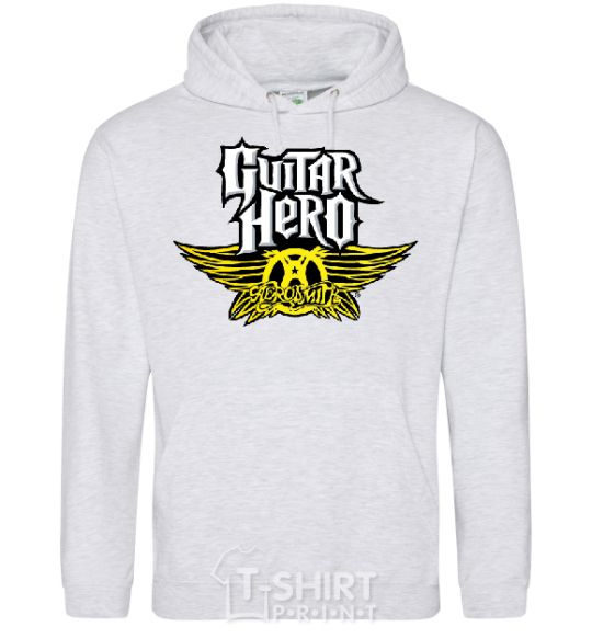 Men`s hoodie AEROSMITH GUITAR HERO sport-grey фото