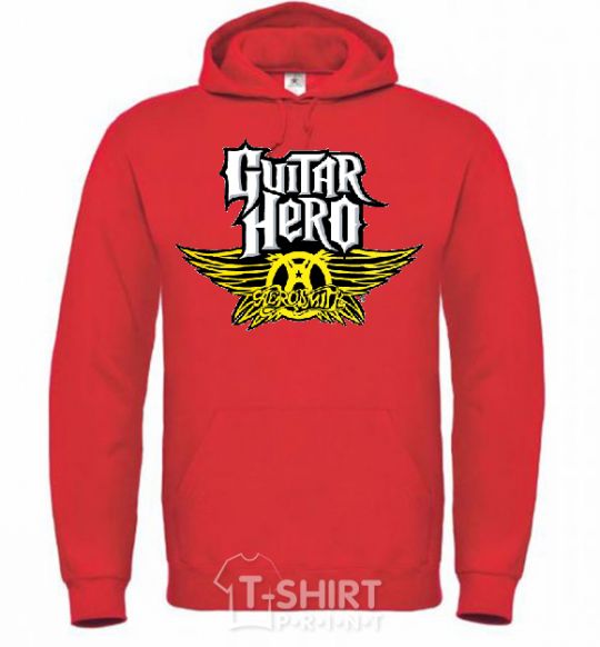 Men`s hoodie AEROSMITH GUITAR HERO bright-red фото