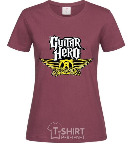 Women's T-shirt AEROSMITH GUITAR HERO burgundy фото