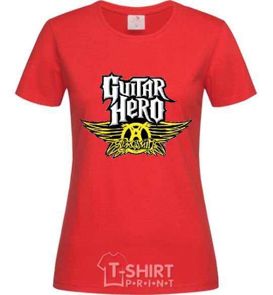 Women's T-shirt AEROSMITH GUITAR HERO red фото