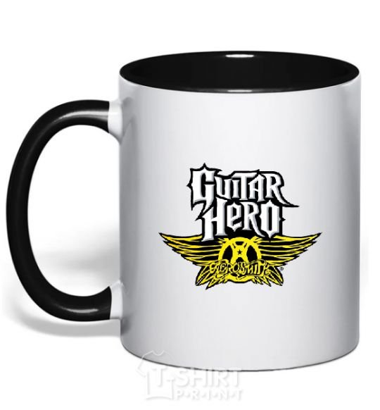 Mug with a colored handle AEROSMITH GUITAR HERO black фото