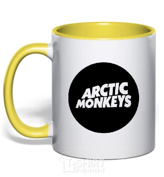 Mug with a colored handle ARCTIC MONKEYS ROUND yellow фото