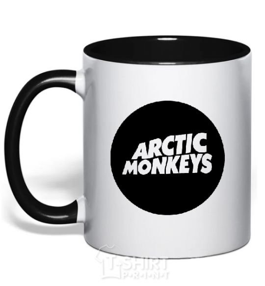 Mug with a colored handle ARCTIC MONKEYS ROUND black фото