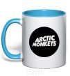 Mug with a colored handle ARCTIC MONKEYS ROUND sky-blue фото