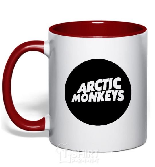 Mug with a colored handle ARCTIC MONKEYS ROUND red фото