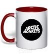 Mug with a colored handle ARCTIC MONKEYS ROUND red фото