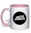 Mug with a colored handle ARCTIC MONKEYS ROUND light-pink фото