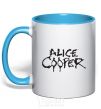 Mug with a colored handle ALICE COOPER sky-blue фото