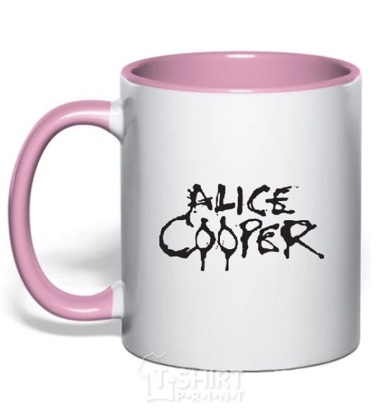 Mug with a colored handle ALICE COOPER light-pink фото