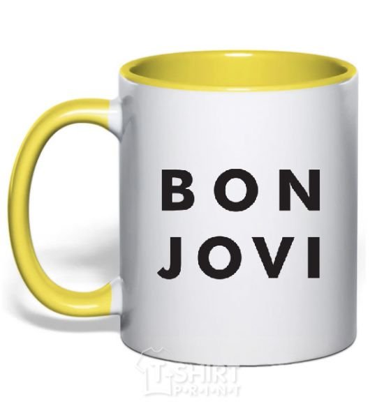 Mug with a colored handle BON JOVI BOLD yellow фото