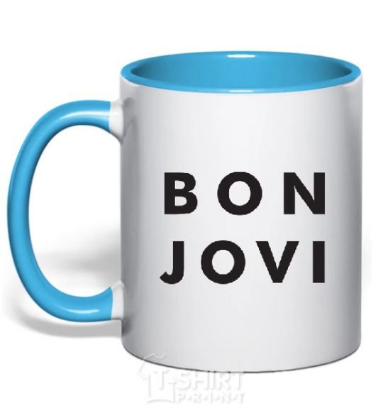 Mug with a colored handle BON JOVI BOLD sky-blue фото