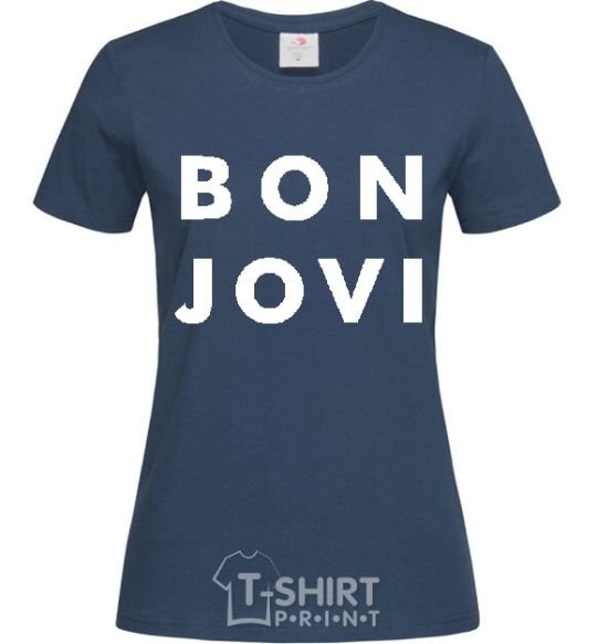 Women's T-shirt BON JOVI BOLD navy-blue фото