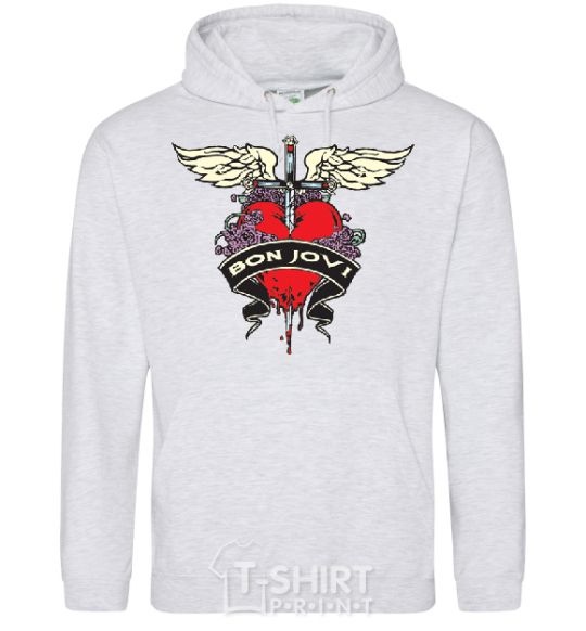 Men`s hoodie BON JOVI sport-grey фото