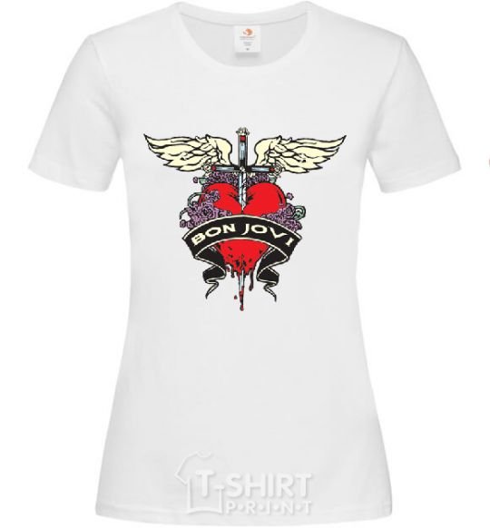 Women's T-shirt BON JOVI White фото