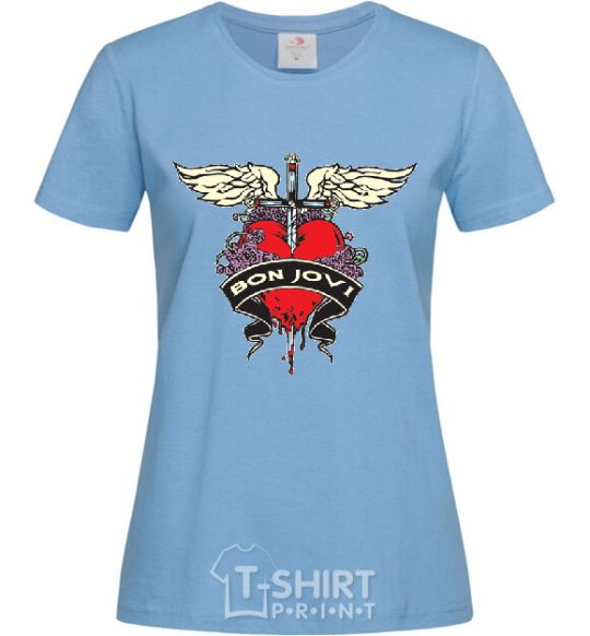 Women's T-shirt BON JOVI sky-blue фото