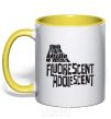 Mug with a colored handle ARCTIC MONKEYS band yellow фото