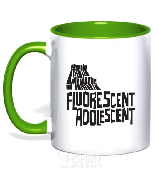 Mug with a colored handle ARCTIC MONKEYS band kelly-green фото