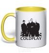 Mug with a colored handle COLDPLAY yellow фото