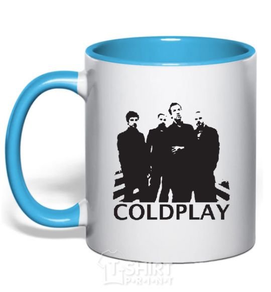 Mug with a colored handle COLDPLAY sky-blue фото
