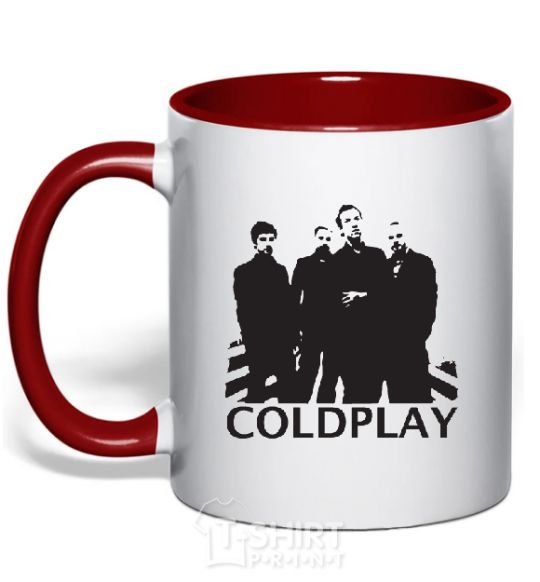 Mug with a colored handle COLDPLAY red фото