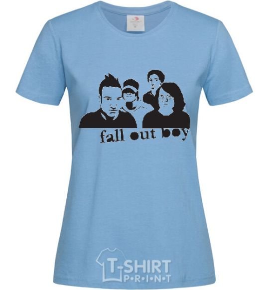 Women's T-shirt FALL OUT BOY Band sky-blue фото