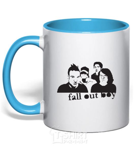 Mug with a colored handle FALL OUT BOY Band sky-blue фото