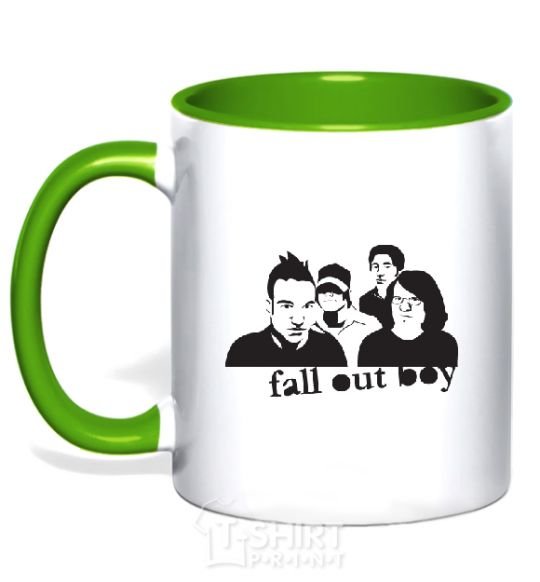 Mug with a colored handle FALL OUT BOY Band kelly-green фото