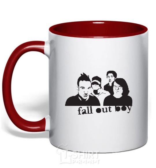 Mug with a colored handle FALL OUT BOY Band red фото