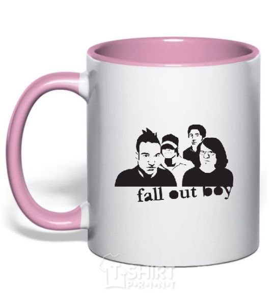 Mug with a colored handle FALL OUT BOY Band light-pink фото