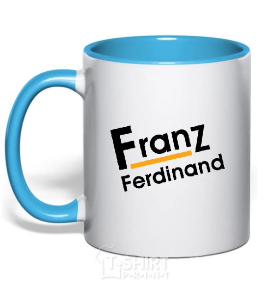 Mug with a colored handle FRANZ FERDINAND sky-blue фото