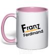 Mug with a colored handle FRANZ FERDINAND light-pink фото