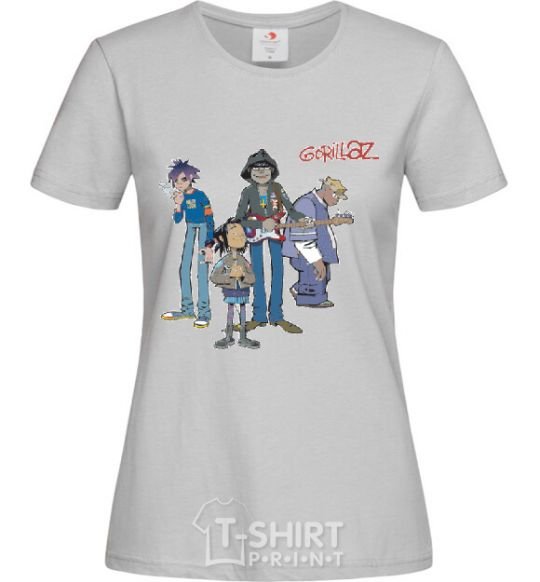 Women's T-shirt GORILLAZ grey фото