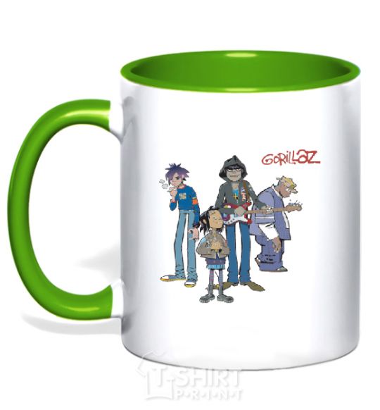 Mug with a colored handle GORILLAZ kelly-green фото