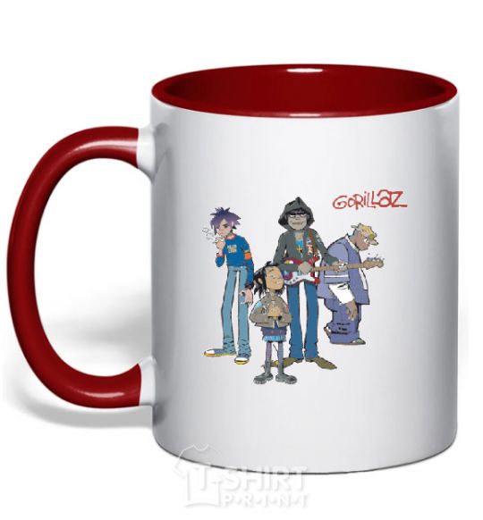 Mug with a colored handle GORILLAZ red фото