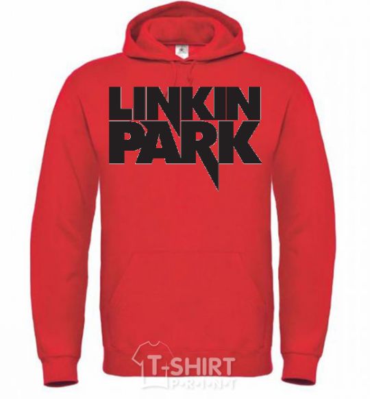 Men`s hoodie LINKIN PARK inscription bright-red фото