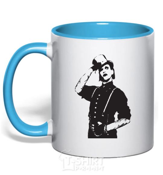 Mug with a colored handle Merlin Manson sky-blue фото