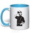 Mug with a colored handle Merlin Manson sky-blue фото