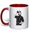 Mug with a colored handle Merlin Manson red фото