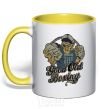 Mug with a colored handle GOOD OLD BOXING yellow фото