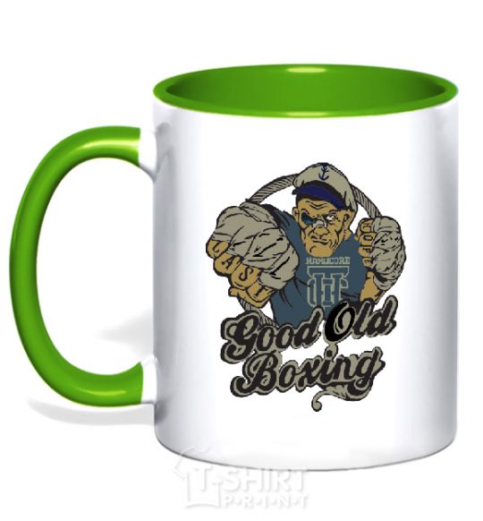 Mug with a colored handle GOOD OLD BOXING kelly-green фото