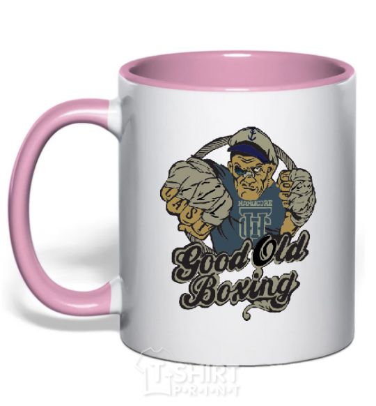 Mug with a colored handle GOOD OLD BOXING light-pink фото