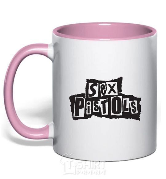 Mug with a colored handle SEX PISTOLS light-pink фото